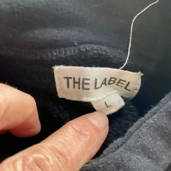 The Label Black Brushed Terry Hoodie Size Large 1110 - Picture 6 of 8